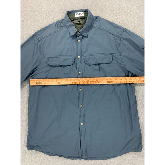 REI Nylon UPF 50+ Solid Breathable Button Down Shirt (Men's Large) Blue - Picture 7 of 11